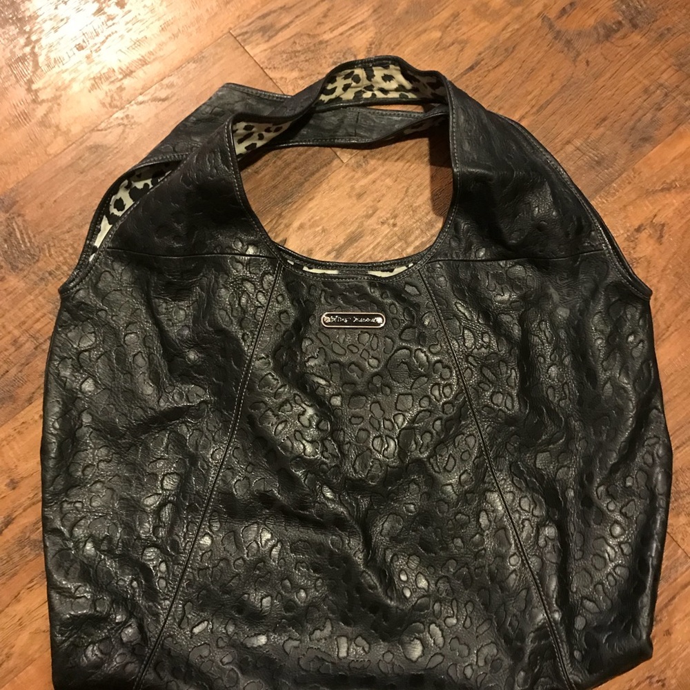 Betsy Johnson Black Leopard Hobo